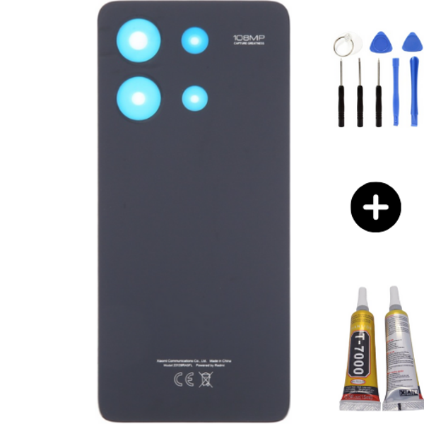 Redmi Note 13 Uyumlu Arka Pil Kapağı Siyah + Montaj Seti - Image 1