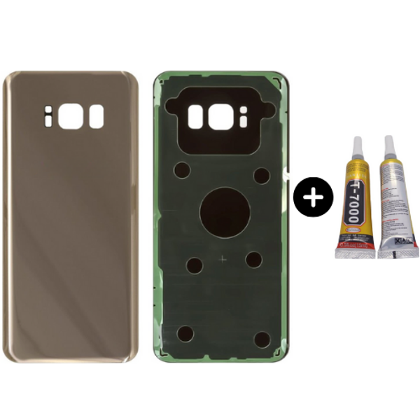 Samsung S8 Plus SM-G955 Uyumlu Arka Pil Kapağı Gold + B7000 - Image 1