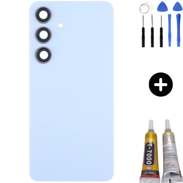 Samsung S24 SM-S921 Uyumlu Arka Pil Kapağı Mavi + Montaj Seti - Image 1