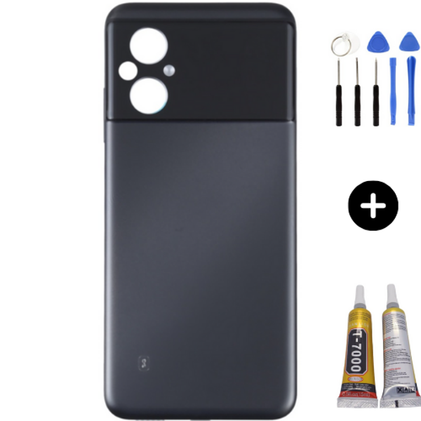 Xiaomi Poco Pocophone M5 Uyumlu Full Kasa Arka Pil Kapağı Siyah + Montaj Seti - Image 1