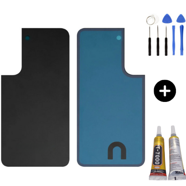 Samsung S22 SM-S901 Uyumlu Arka Pil Kapağı Siyah + Montaj Seti - Image 1