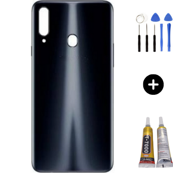 Samsung A20S SM-A207 Uyumlu Arka Pil Kapağı Siyah + Montaj Seti - Image 1
