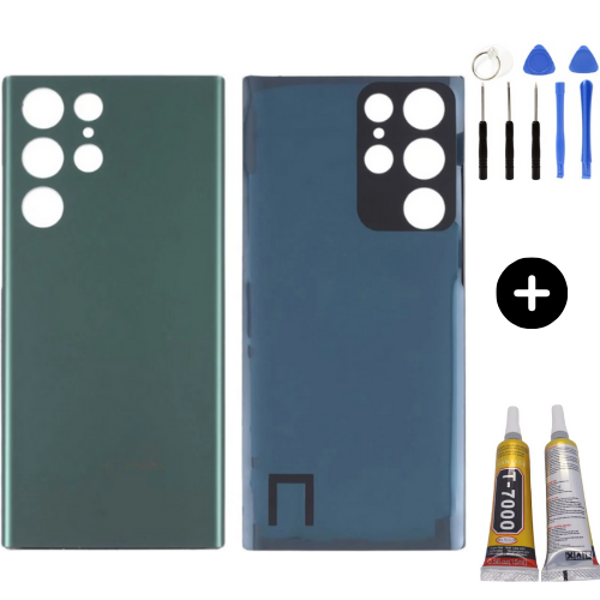 Samsung S22 Ultra SM-S908 Uyumlu Arka Pil Kapağı Yeşil + Montaj Seti - Image 1