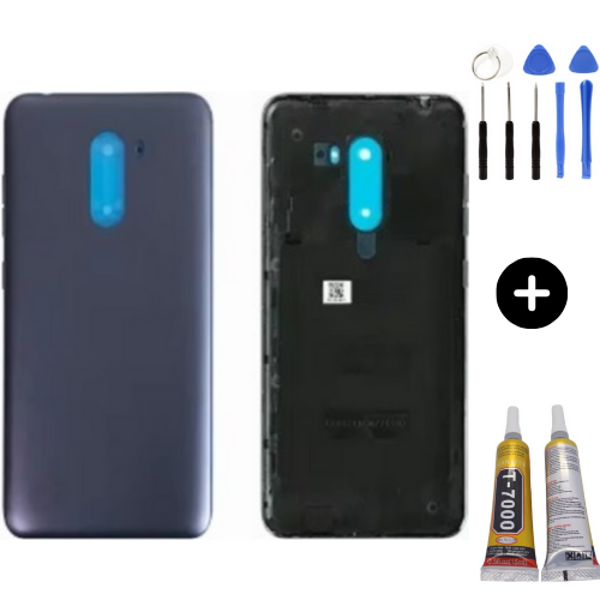 Xiaomi Poco Pocophone F1 Uyumlu Full Kasa Arka Pil Kapağı Siyah + Montaj Seti - Image 1
