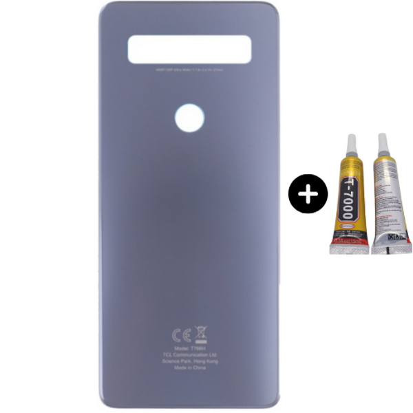 TCL 10 SE Uyumlu Arka Pil Kapağı Gümüş + B7000 - Image 1