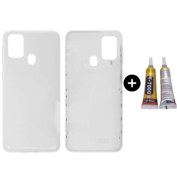Samsung M30S SM-M307 Uyumlu Arka Pil Kapağı Beyaz + B7000 - Image 1