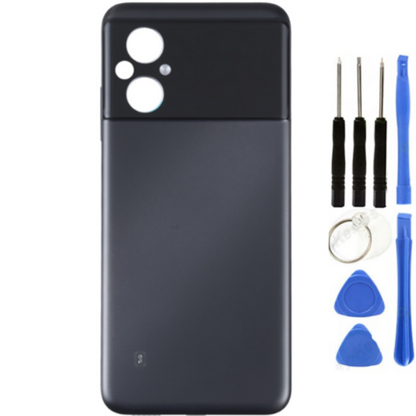 Xiaomi Poco Pocophone M5 Uyumlu Full Kasa Arka Pil Kapağı Siyah + Tamir Seti - Image 1