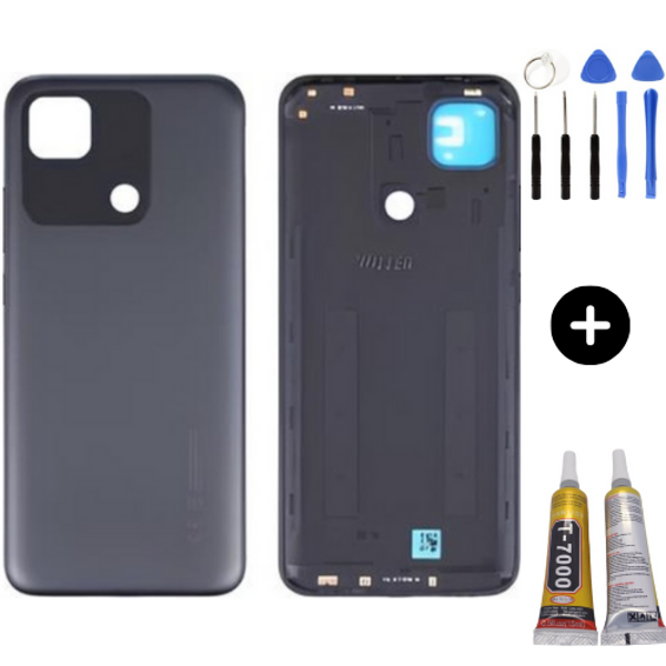 Redmi 10A Uyumlu Full Kasa Arka Pil Kapağı Siyah + Montaj Seti - Image 1