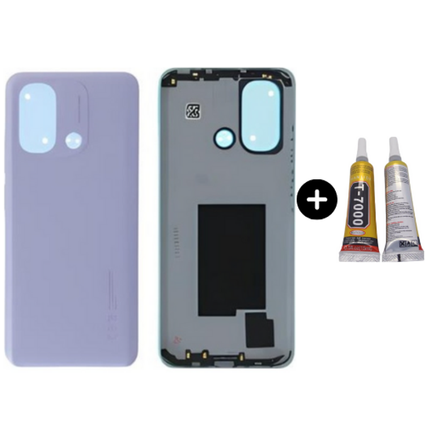 Redmi 12C Uyumlu Full Kasa Arka Pil Kapağı Mor + B7000 - Image 1