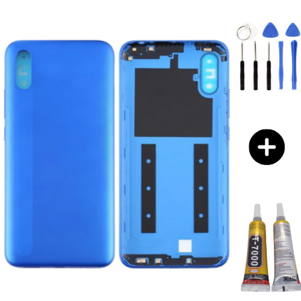 Redmi 9A Uyumlu Full Kasa Arka Pil Kapağı Mavi + Montaj Seti - Image 1
