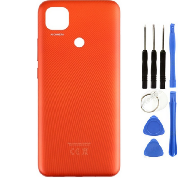 Redmi 9C Uyumlu Full Kasa Arka Pil Kapağı Turuncu + Tamir Seti - Image 1