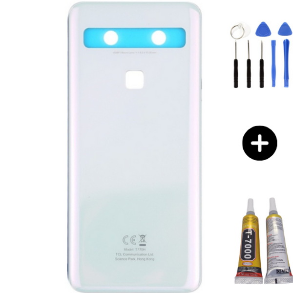 TCL 10L Uyumlu Arka Pil Kapağı Beyaz + Montaj Seti - Image 1