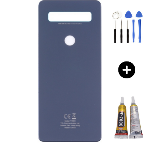 TCL 10 SE Uyumlu Arka Pil Kapağı Mavi + Montaj Seti - Image 1