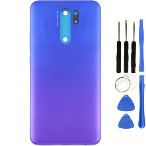 Redmi 9 Uyumlu Full Kasa Arka Pil Kapağı Mavi + Tamir Seti - Image 1