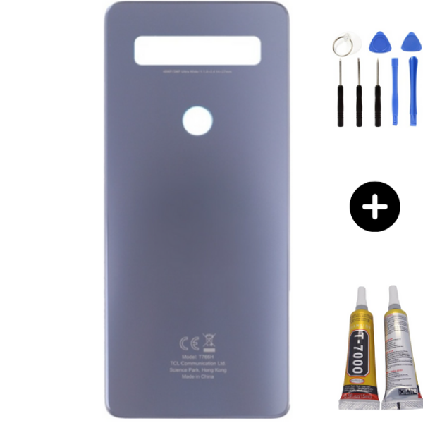 TCL 10 SE Uyumlu Arka Pil Kapağı Gümüş + Montaj Seti - Image 1