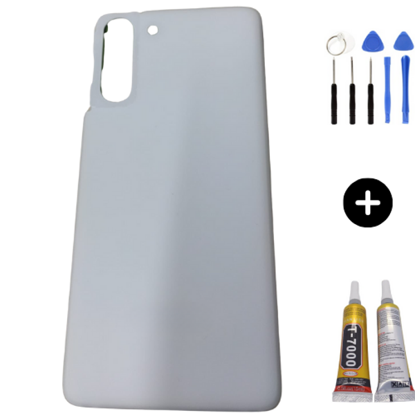 Samsung S21 SM-G991 Uyumlu Arka Pil Kapağı Beyaz + Montaj Seti - Image 1