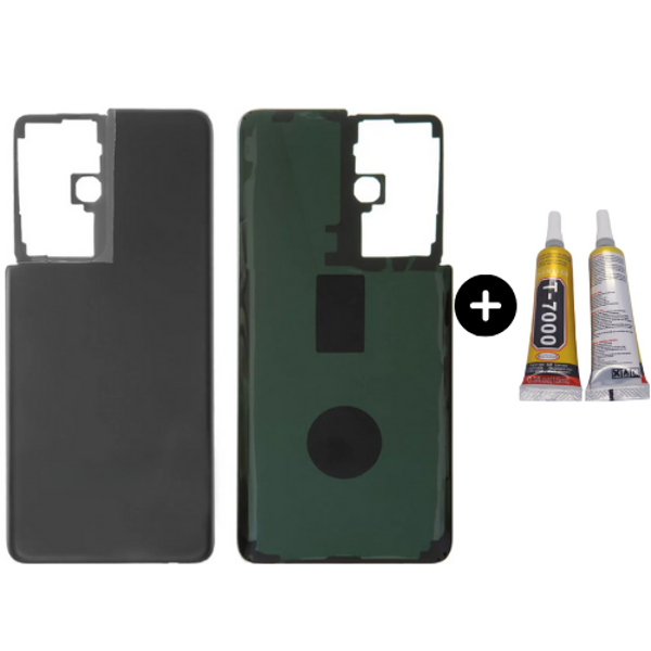 Samsung S21 Ultra SM-G998 Uyumlu Arka Pil Kapağı Siyah + B7000 - Image 1