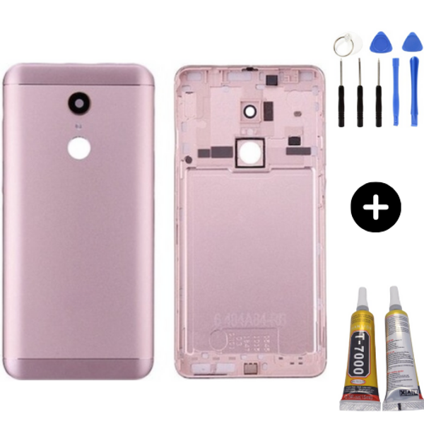 Redmi 5 Uyumlu Full Kasa Arka Pil Kapağı Pembe + Montaj Seti - Image 1