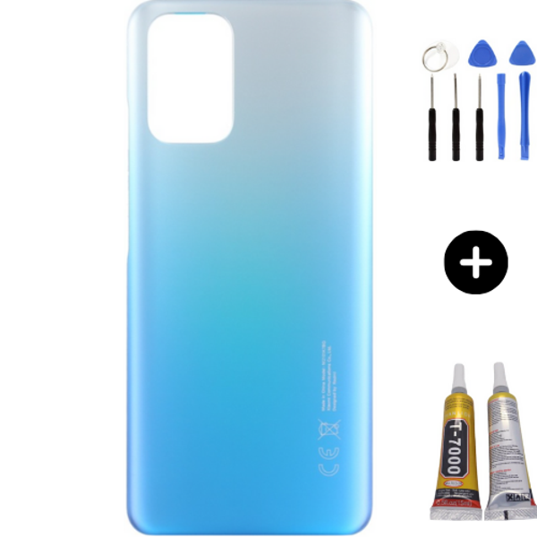 Redmi Note 10 Uyumlu Arka Pil Kapağı Mavi + Montaj Seti - Image 1