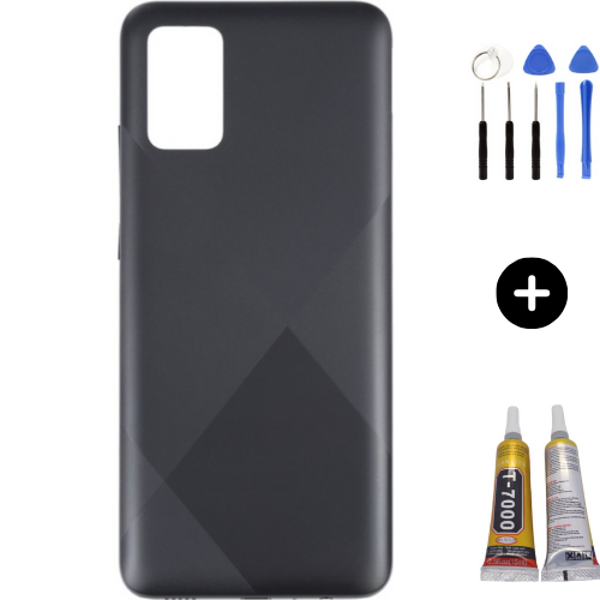 Samsung A02S SM-A025F Uyumlu Arka Pil Kapağı Siyah + Montaj Seti - Image 1