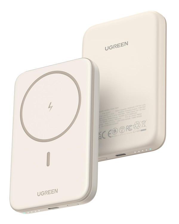 UGREEN 5.000 mAh MagSafe 15W Wireless Powerbank Bej, 25207 - Image 1