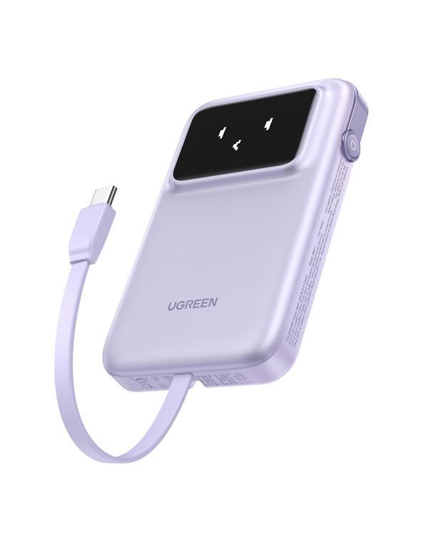 UGREEN Uno Dahili Kablolu 10.000 mAh 30W Hızlı Şarj Powerbank, Mor, 35604B - Image 1