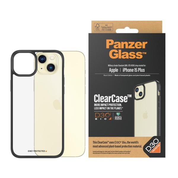PanzerGlass ClearCase iPhone 15 Plus D3O Darbeye Karşı Korumalı Şeffaf Siyah Çerçeveli Telefon Kılıfı - Image 1
