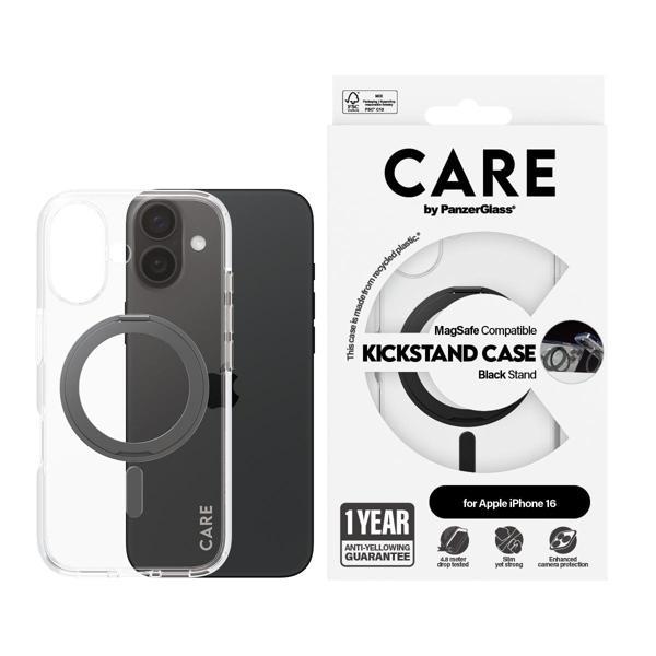 CARE by PanzerGlass Feature iPhone 16 MagSafe Uyumlu Şeffaf Siyah Ayaklı Telefon Kılıfı  - Image 1