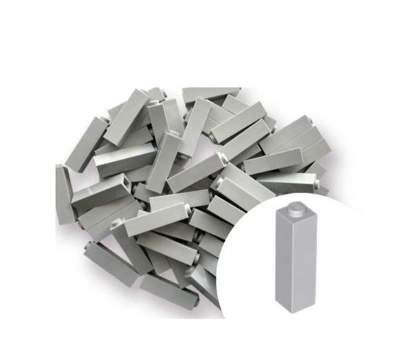 50 Adet 1X1X3 Açık Gri Tuğla Duvar Parçası - 50 piece 1X1 Light Bluish Gray Brick Parts - Image 1