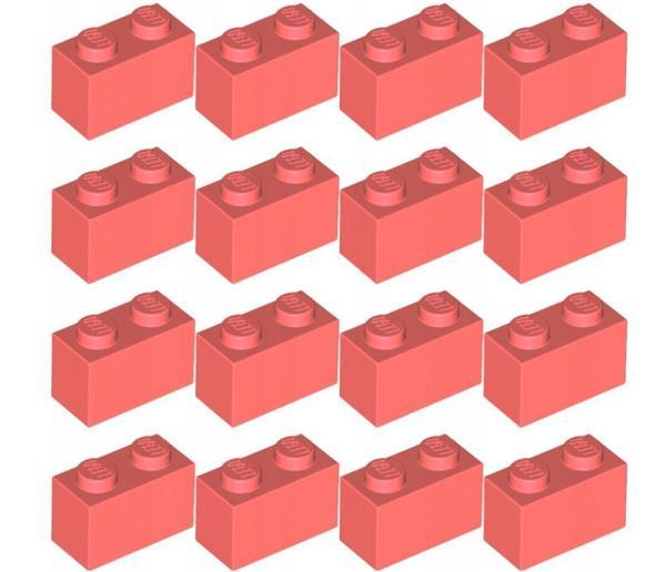 50 Adet 1X2 Mercan Rengi Tuğla Duvar Parçası - 50 piece 1X2 Coral Brick Parts - Image 1
