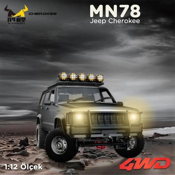MN Model MN78 1/12 Jeep Cherokee 4x4 RC Model Crawler Offroad Truck Uzaktan Kumandalı Araba RTR Gümüş+Dahili Işık Seti - Image 1