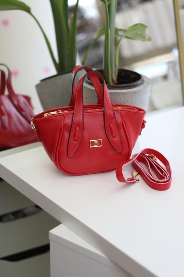 Kırmızı Tutma Saplı Pouch El Çantası - Image 1