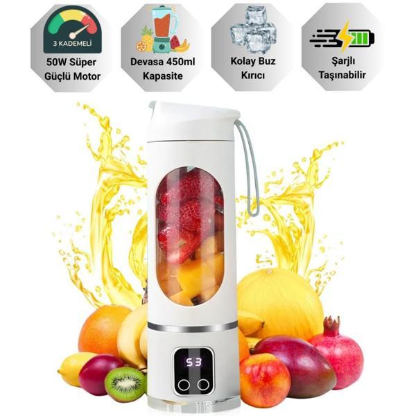Polham 1500Mah Şarjlı Taşınabilir 12 Bıçaklı 50W Süper Güçlü Buz Kırıcı Kişisel Smoothie Blenderı - Image 1
