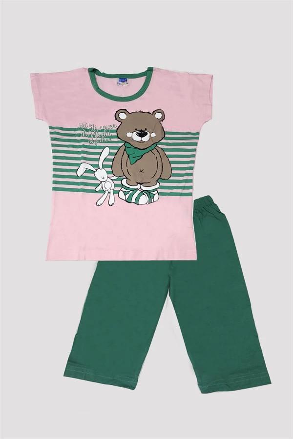 Kız Çocuk Ayıcık Desenli Alt Üst Pijama Takımı - Image 1
