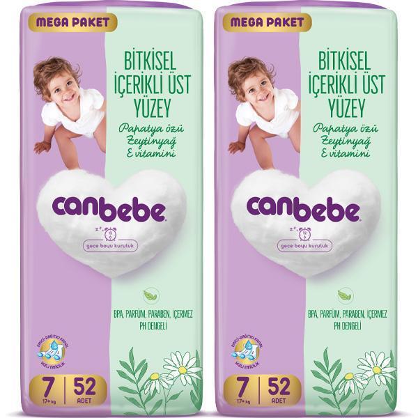 Canbebe Bebek Bezi Mega Paket 7 Beden XXL (17+ Kg) 52 Adet x 2 Adet - Image 1