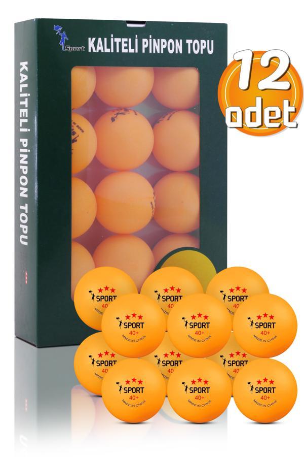 12 Adet 3 Yıldız Kutulu 40+ Gazlı Pinpon Topu Turuncu Masa Tenisi Topu Pingpong Topu  - Image 1