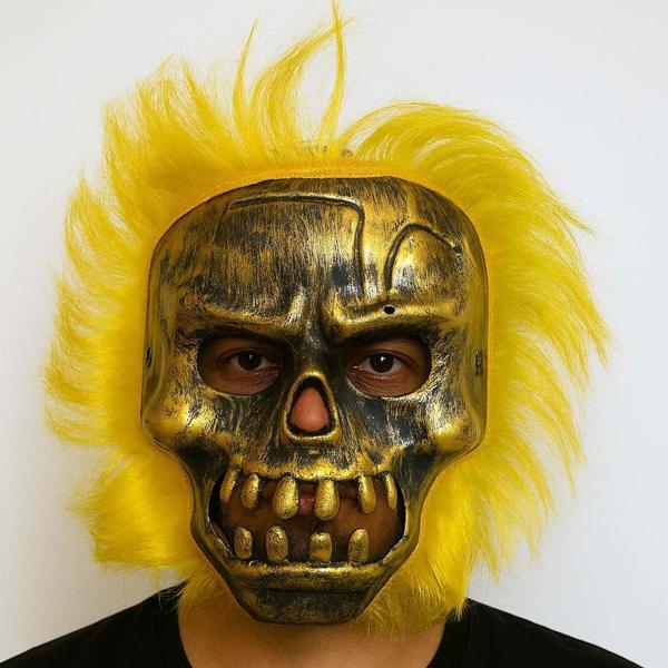 Wild Skull - Bakır Kafatası Sarı Saçlı İskelet Maske - Image 1