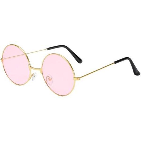 Yuvarlak Cam John Lennon Tarzı Gold Pembe Gözlük - Image 1