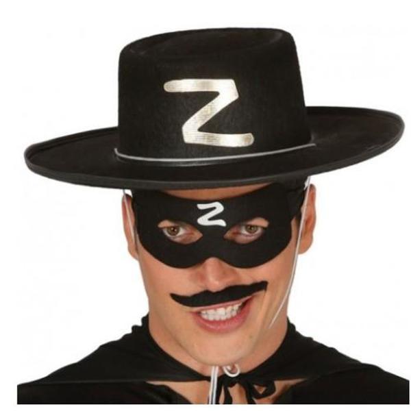 Z Logolu Yetişkin Zorro Şapkası ve Zorro Maskesi - Image 1