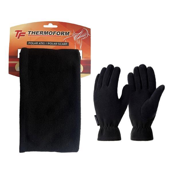 Thermoform Polar Unisex Eldiven-Atkı Seti Siyah - Image 1