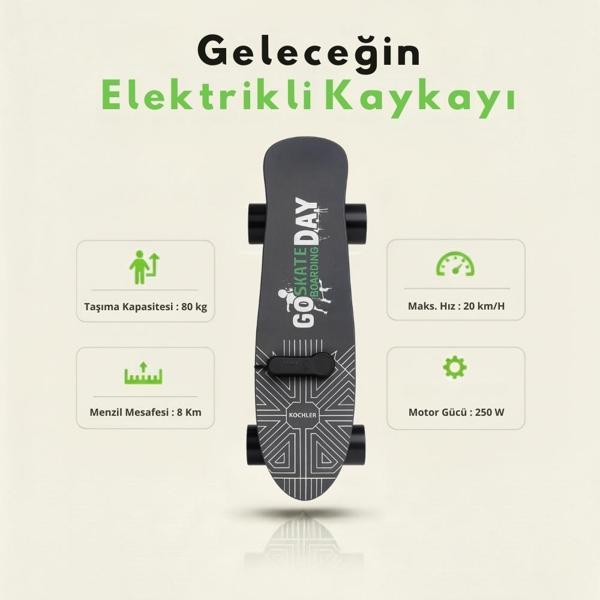 Elektrikli Kaykay H2S-1 – Şehir İçi Ulaşım Aracı, Scooter Alternatifi, 20 km/h, 8 km Menzil, Hafif 3.7 kg - Image 1