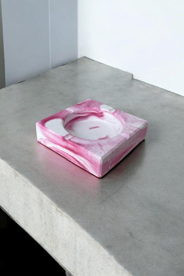 Mermer Desenli Dekoratif Küllük Kül Tablası 3'lü Set Pembe - Image 1