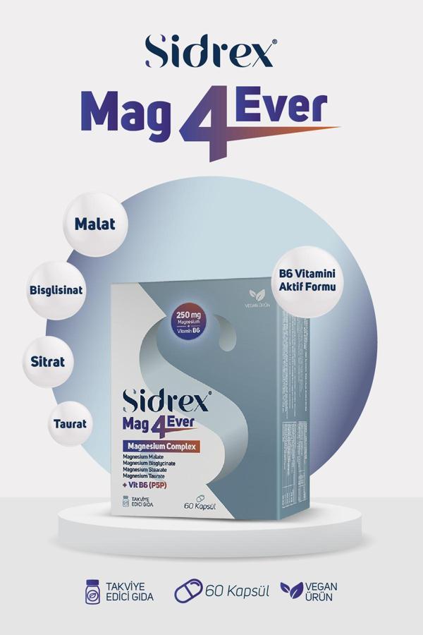 Mag4ever Magnezyum ve Vitamin B6 İçeren Takviye Edici Gıda 60 KAPSUL - Image 1