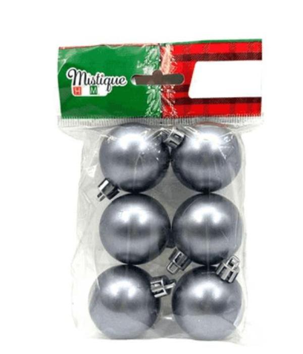 Mistique Home Yılbaşı Süsü Parlak Top 4Cm 6Lı Gümüş - Image 1