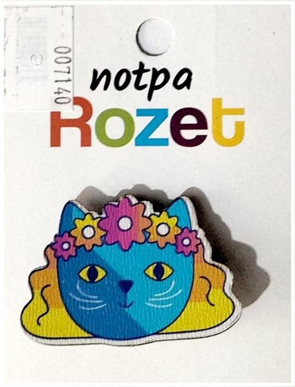 Notpa Rozet Ahşap Çiçekli Kedi - 3 adet - Image 1