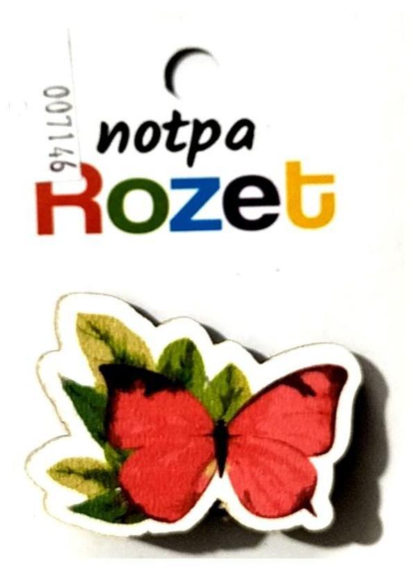 Notpa Rozet Ahşap Kelebek Kırmızı - 3 adet - Image 1