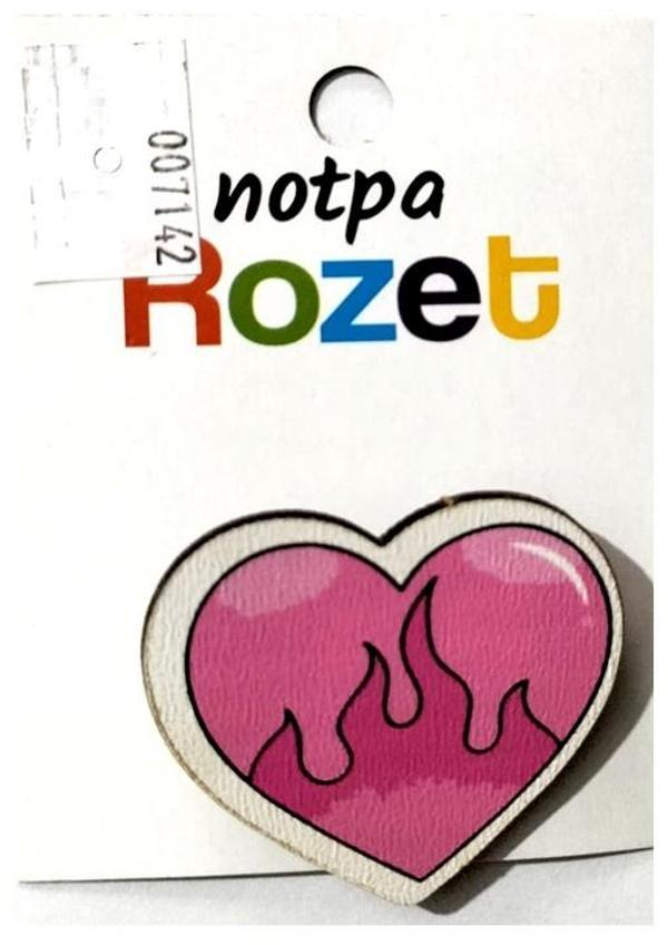 Notpa Rozet Ahşap Pembe Kalp - 3 adet - Image 1