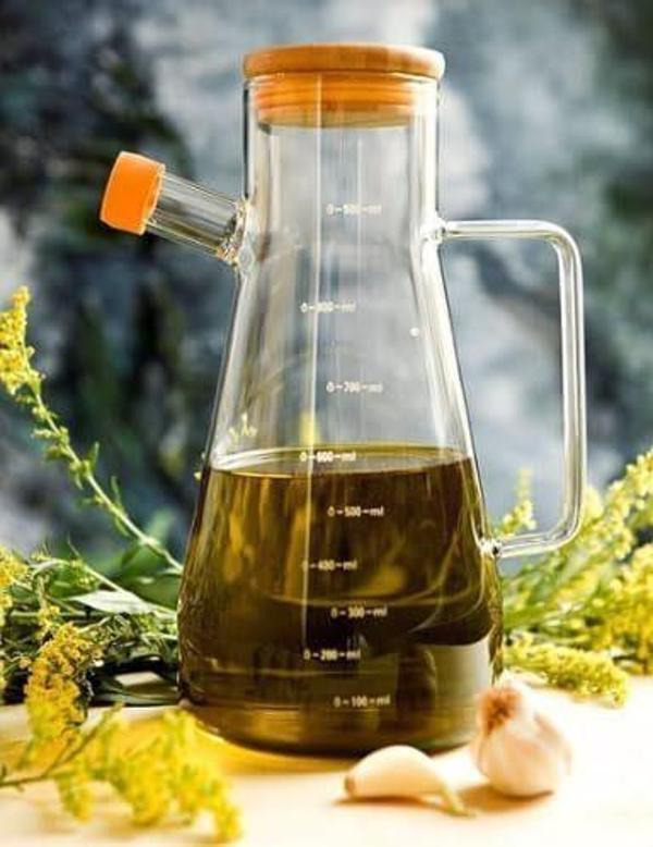 900ml Borosilikat Cam Master Chef Model Yağdanlık [Bambu Kapaklı] - Image 1