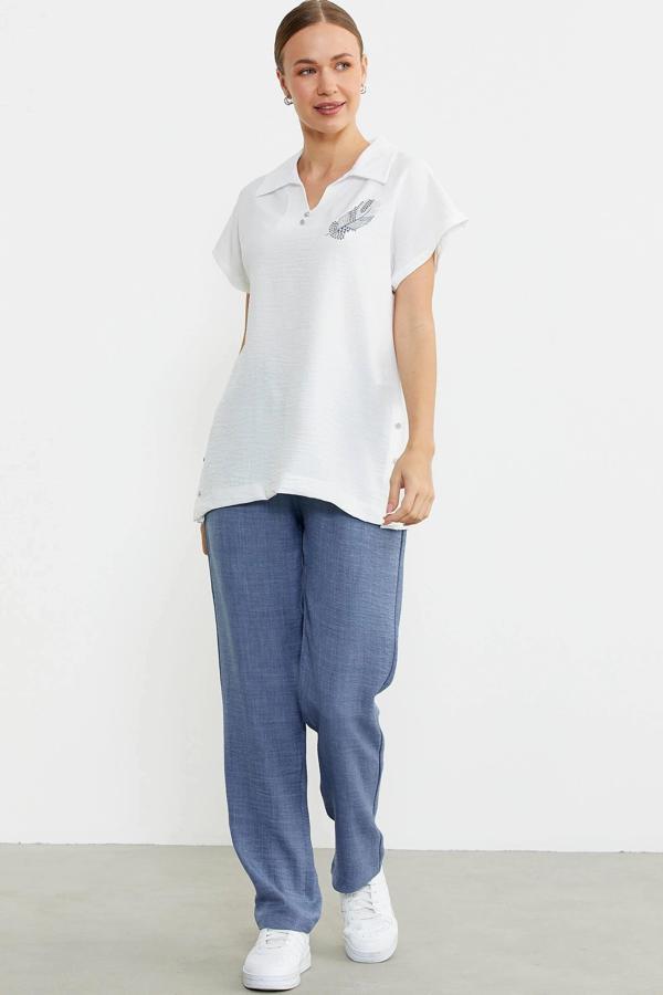 Sementa 76467 Polo Yaka Keten Görüntülü Takım - Image 1