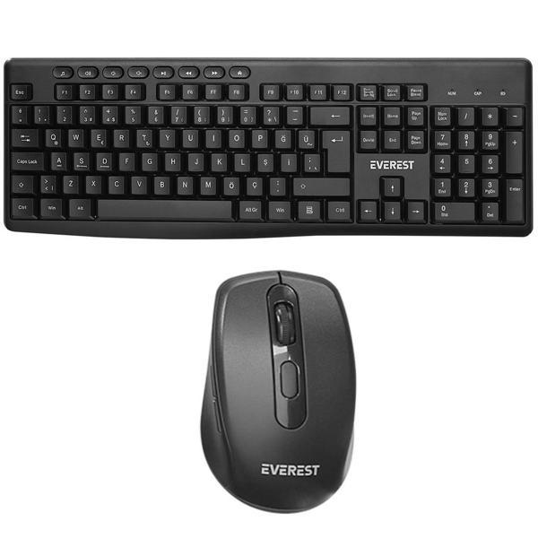 Everest KM-719 Siyah 2in1 Kablosuz Q Multimedia Klavye + Mouse Set - Image 1